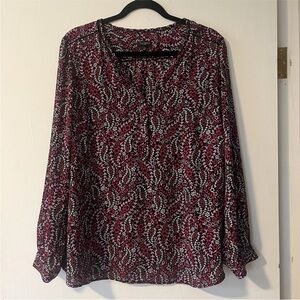 Talbots Top Women’s Size XL Petite Bracelet‎ Sleeve Pink Floral Print Blouse